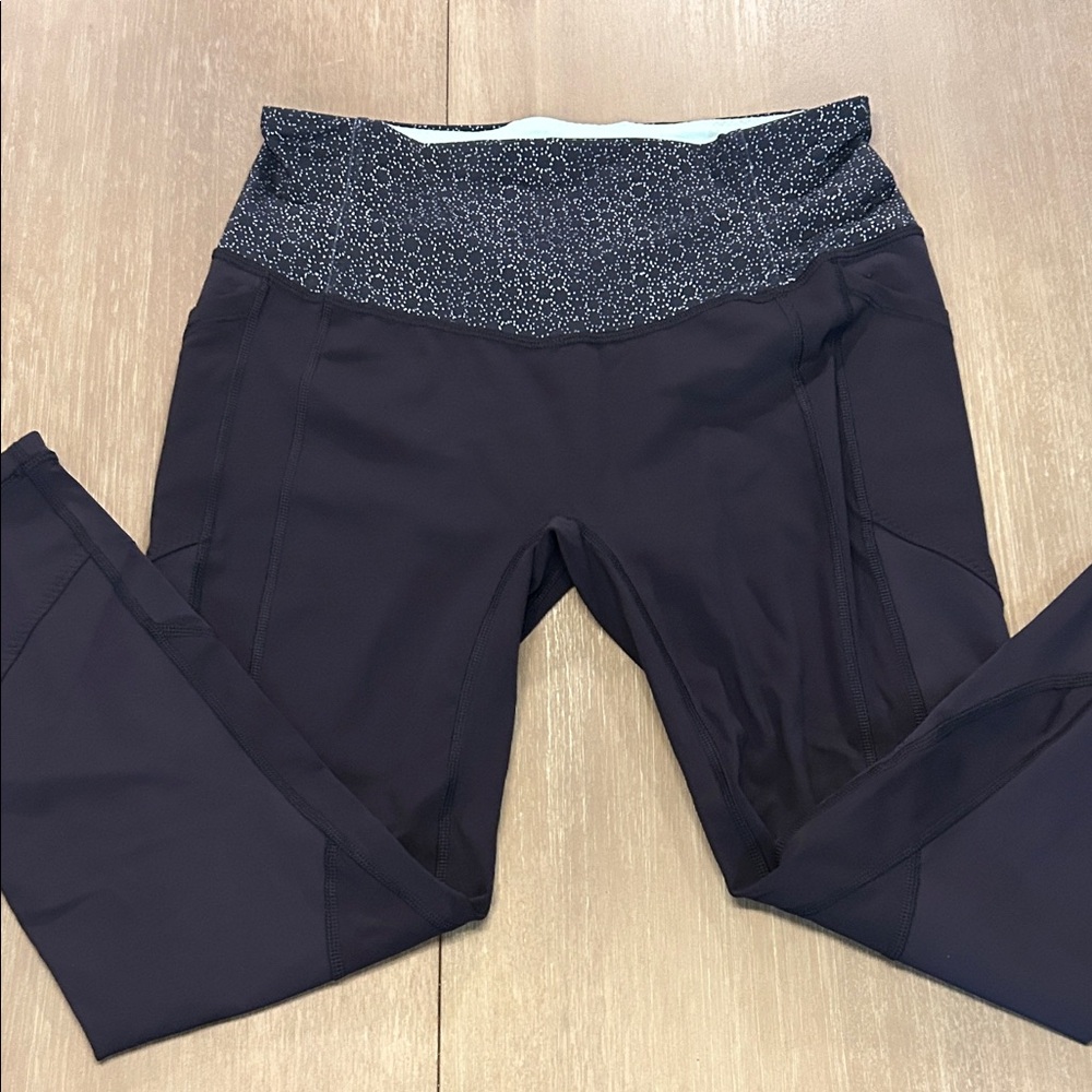 Lululemon Athletica Black and‎ White Speckled Leggings mid calf
